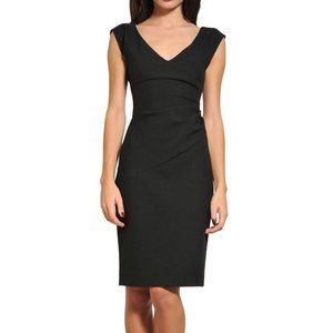 Diane Von Furstenberg Dress DVF Bevin Ruched V Neck Sheath Black Women Size 6